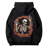 Skull In The Wall Print Gothic Hoodie Coat