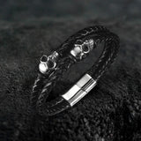 Skull Stainless Steel Leather Bracelet