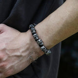Skull Stainless Steel Natural Stone Beads Bracelet