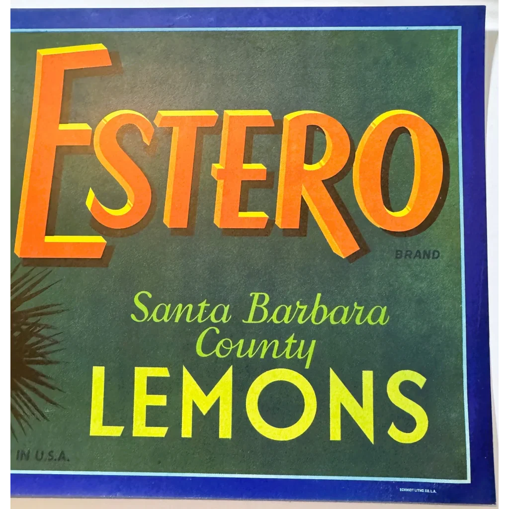 Snag a Sunny Slice of the 50s Vintage Estero Lemons Crate Label
