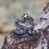 Snake Vertebrae Bone Stainless Steel Skull Ring