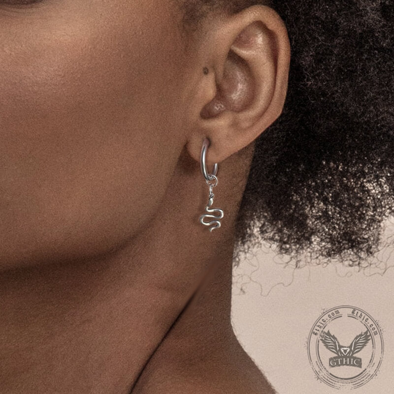 Snake Stainless Steel Punk Earrings