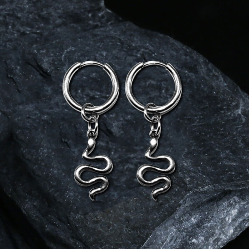 Snake Stainless Steel Punk Earrings