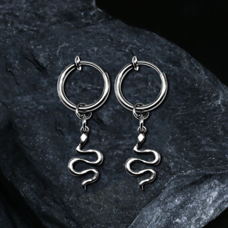 Snake Stainless Steel Punk Earrings