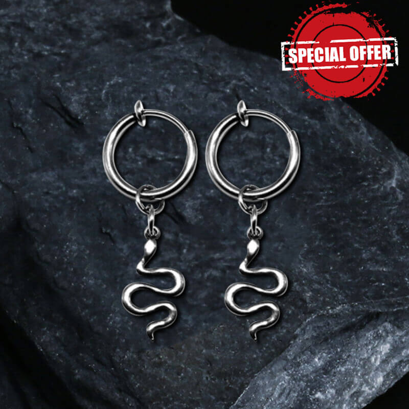 Snake Stainless Steel Punk Earrings