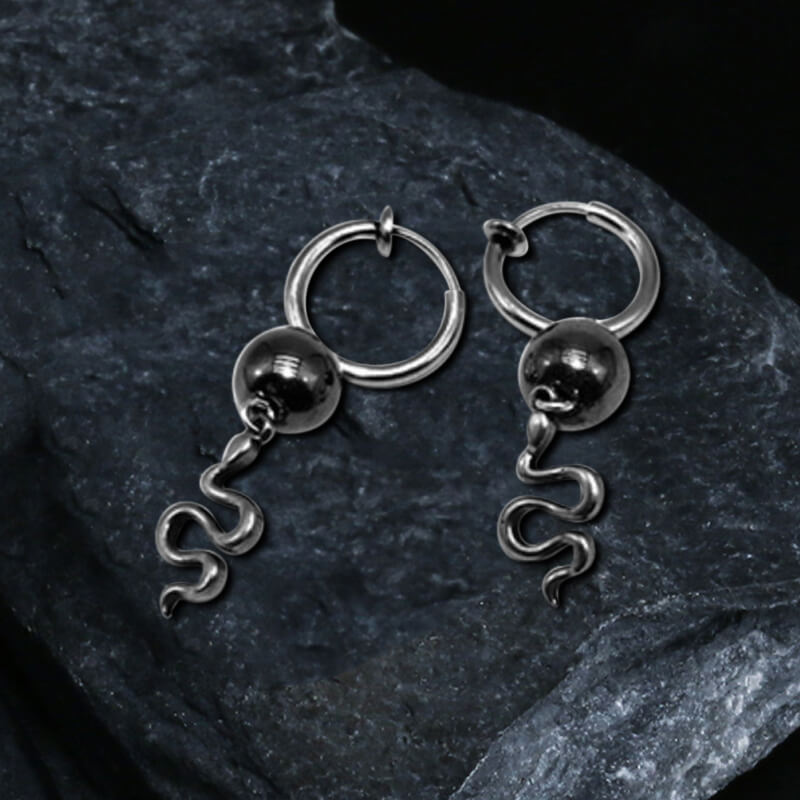 Snake Stainless Steel Punk Earrings