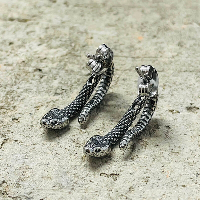 Pendientes punk de acero inoxidable con forma de serpiente