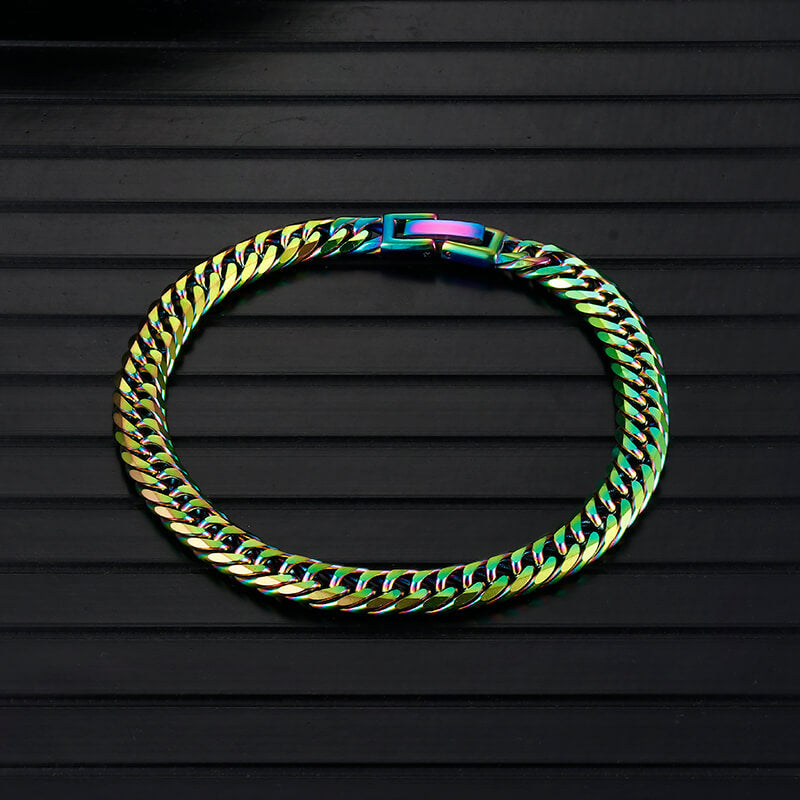 Pulsera de acero inoxidable con cadena de eslabones de color liso