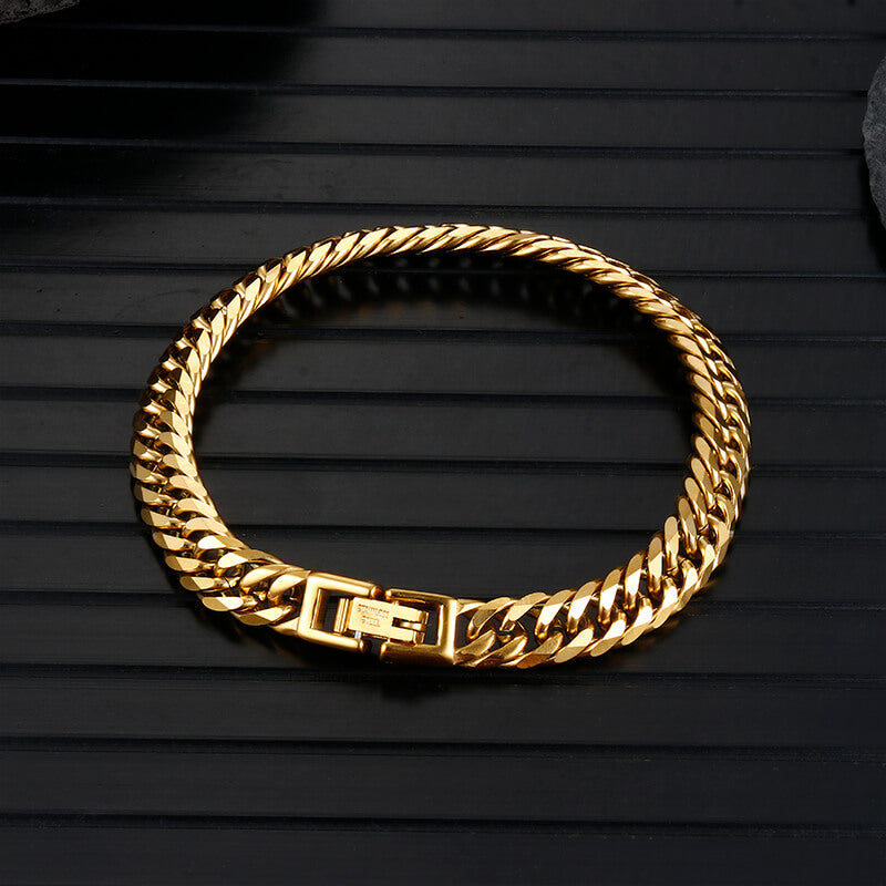 Pulsera de acero inoxidable con cadena de eslabones de color liso