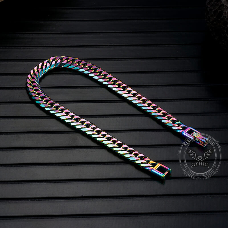 Pulsera de acero inoxidable con cadena de eslabones de color liso