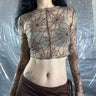 Spider Web Printed See Through Crop Top