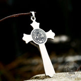 St Benedict Medal Crucifix Cross Stainless Steel Pendant