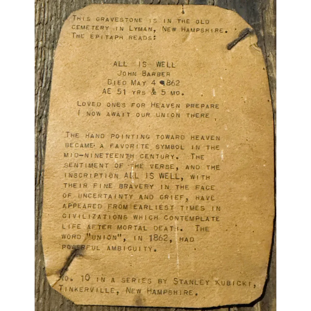 Stanley Kubicki's Rustic Epitaph Art Brings History to Life