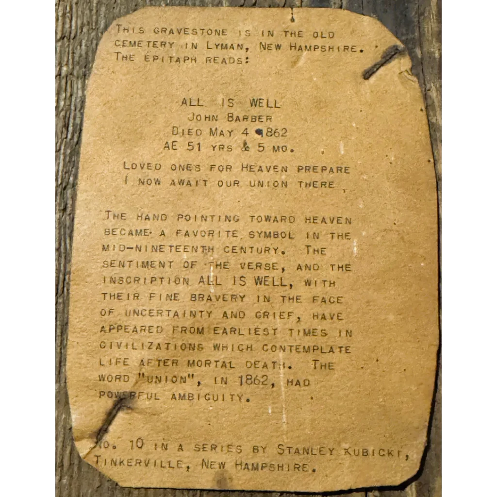 Stanley Kubicki's Rustic Epitaph Art Brings History to Life