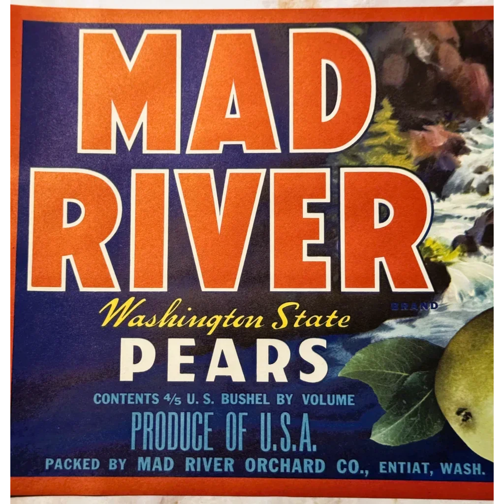 Stunning 1950s Mad River Pears Label Brings Waterfall Magic