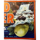 Stunning 1950s Mad River Pears Label Brings Waterfall Magic