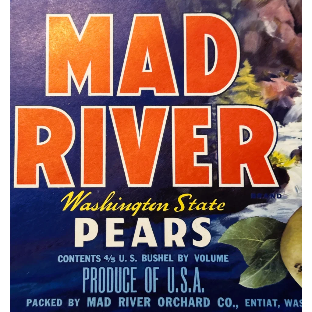 Stunning 1950s Mad River Pears Label Brings Waterfall Magic