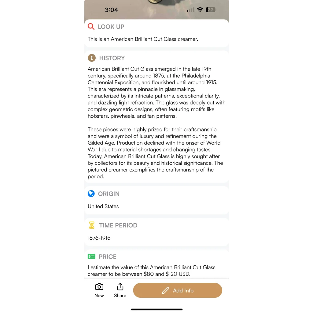 Stunning American Brilliant Cut Glass Creamer from the Gilded Age