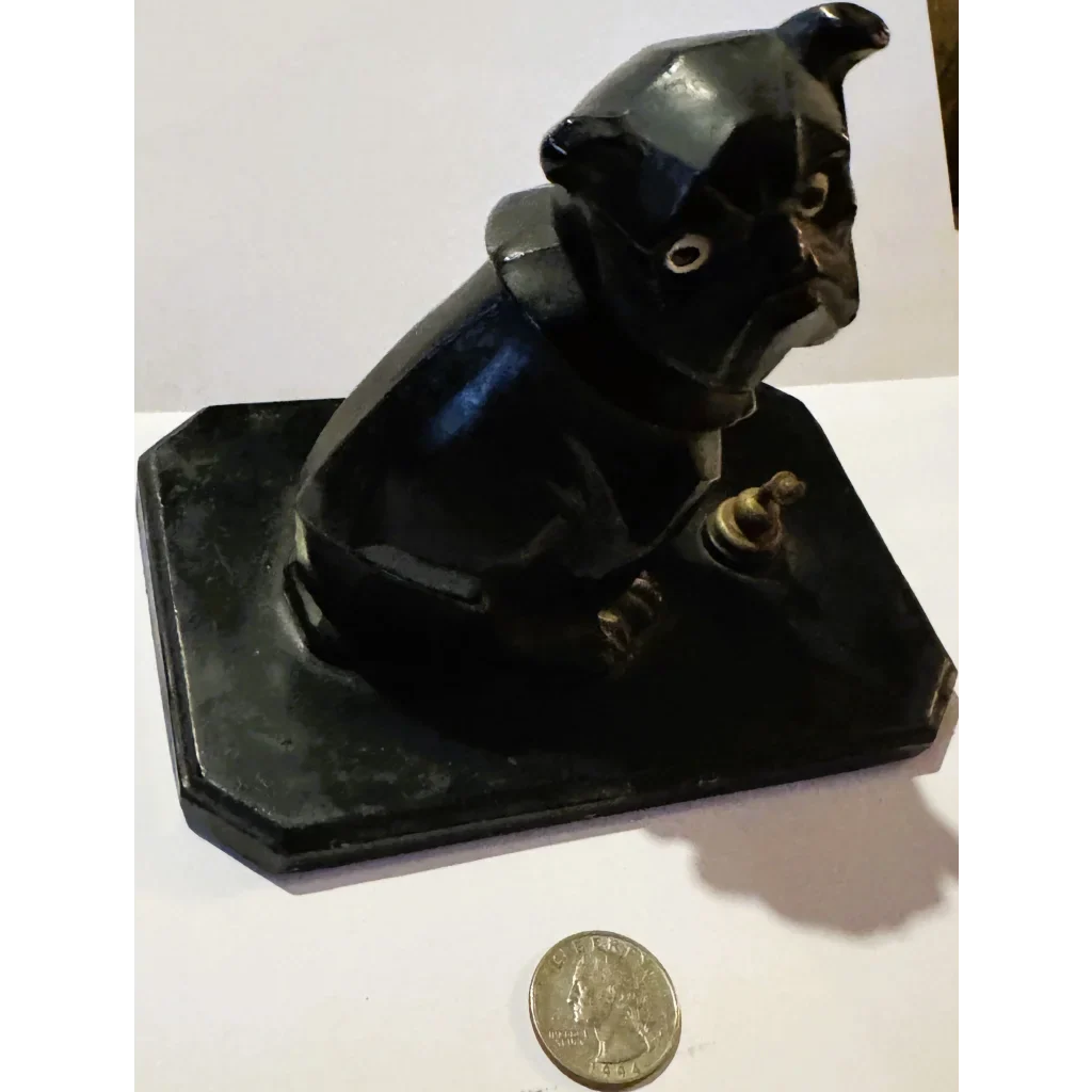 Stunning Art Deco Bulldog Inkwell Collectible Figurine