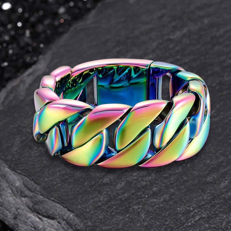 Pulsera de acero inoxidable con cadena de eslabones gruesos y elegante