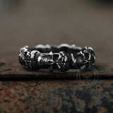 Surrounded Stainless Steel Skull Ring