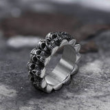 Surrounded Titanium Stainless Steel Skull Ring