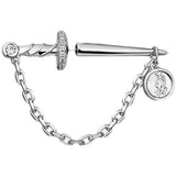 Sword with Chain Silver Plated Copper Earrings