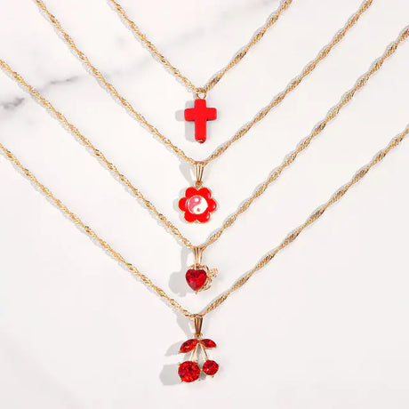 Multi-layer Pink Heart Crystal Pendant Necklaces - Lootquake