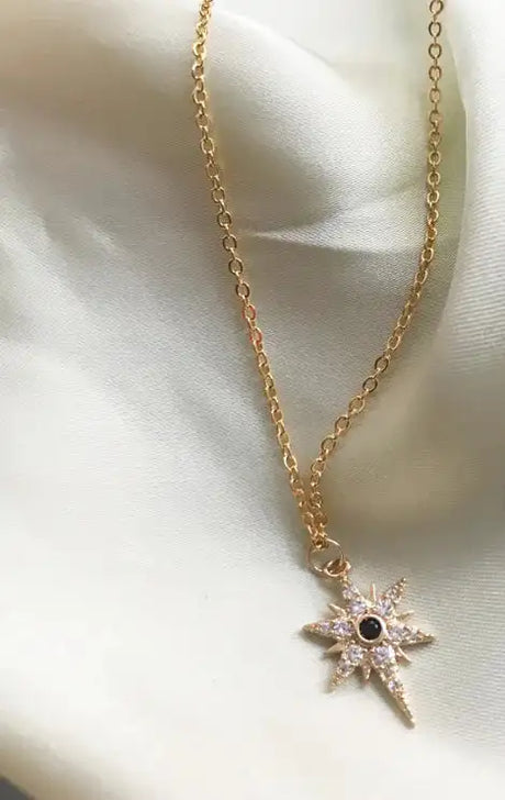 Gold-Plated Zircon Devil Eye and Star Cross Necklaces - Lootquake