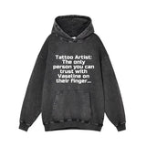 Tattoo Artist Print Vintage Washed Hoodie