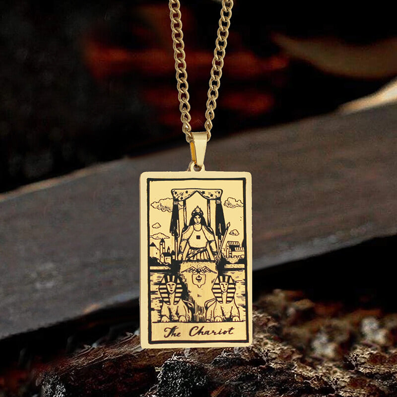 The Chariot Tarot Card Stainless Steel Necklace