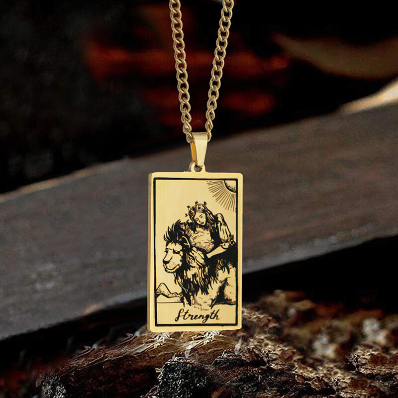 The Strength Tarot Card Stainless Steel Necklace