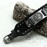 Thor’s Hammer Runes Alloy Leather Viking Bracelet
