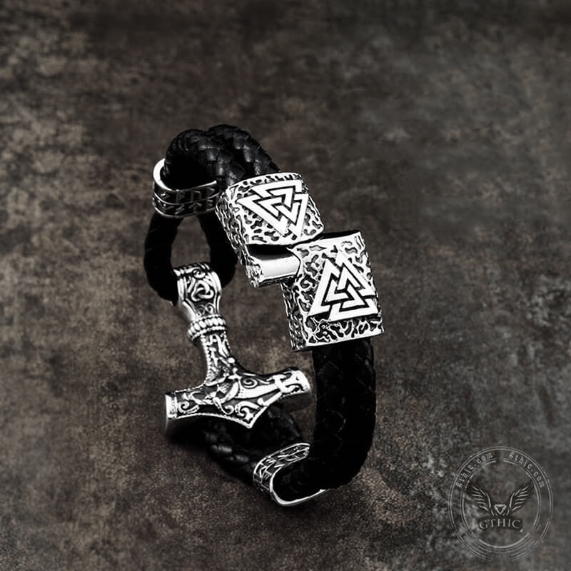 Pulsera vikinga de acero inoxidable con el martillo de Thor