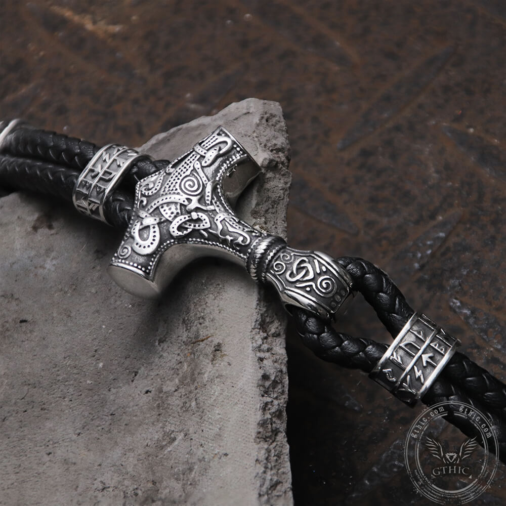 Pulsera vikinga de acero inoxidable con el martillo de Thor