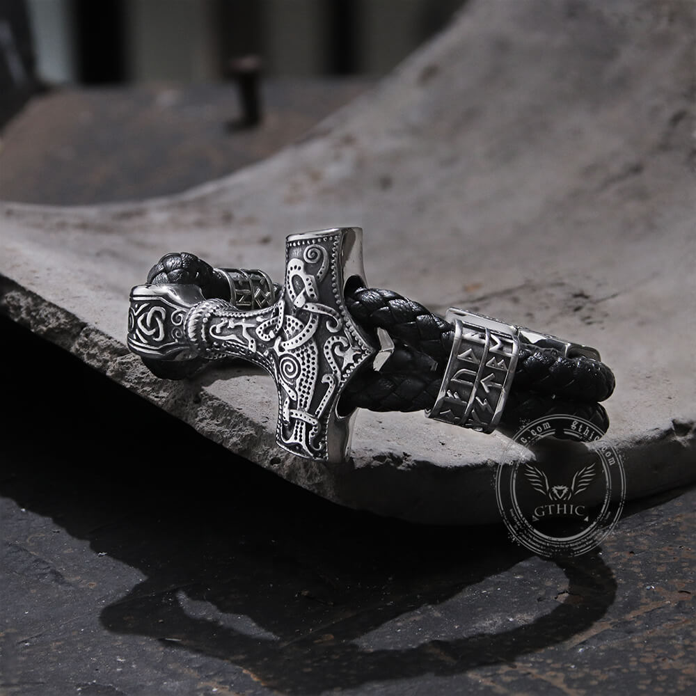 Pulsera vikinga de acero inoxidable con el martillo de Thor
