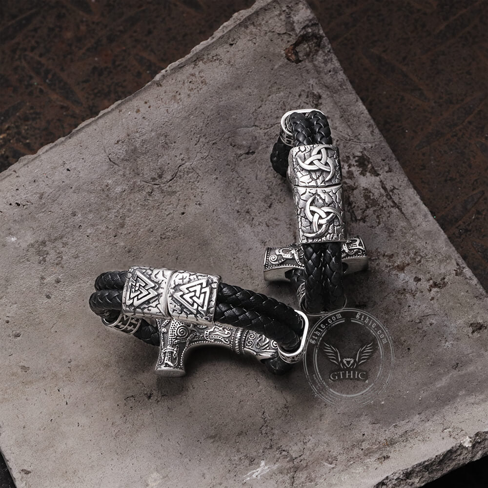Pulsera vikinga de acero inoxidable con el martillo de Thor
