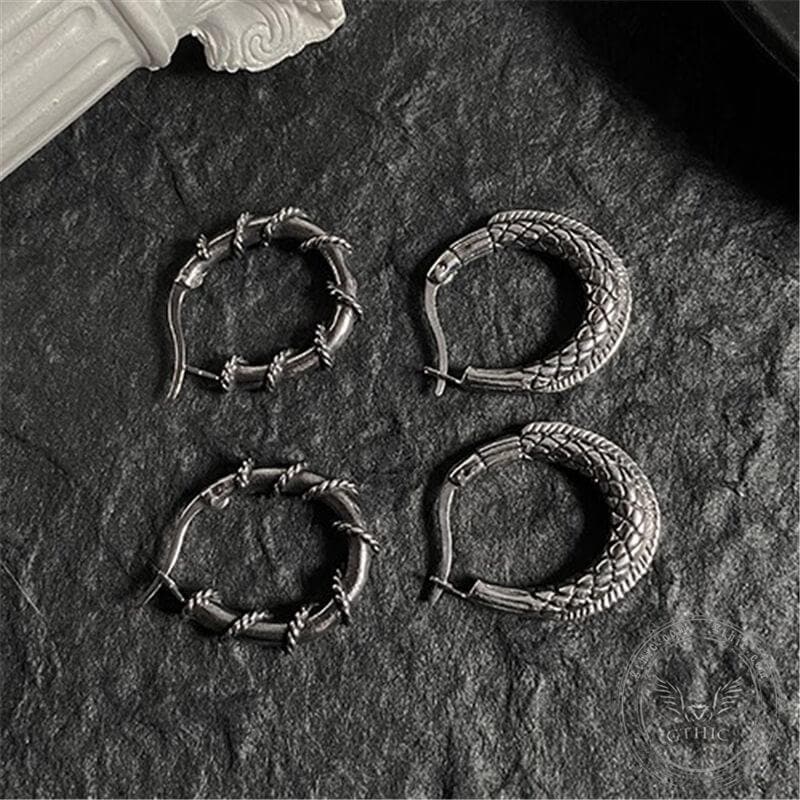 Thorns and Python Stainless Steel Hoop Earrings