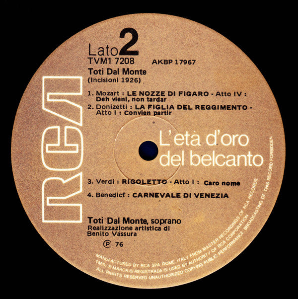 Toti Dal Monte | Near Mint (NM) Very Good Plus (VG+)