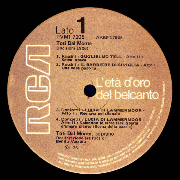 Toti Dal Monte | Near Mint (NM) Very Good Plus (VG+)