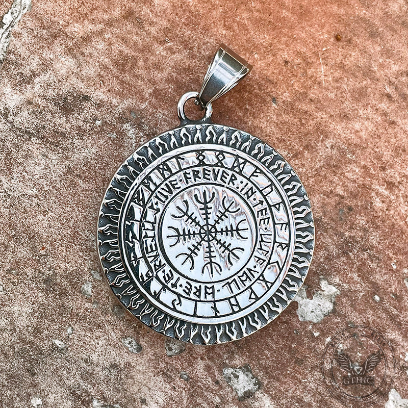 Colgante vikingo de acero inoxidable Aegishjalmur con el Árbol de la Vida