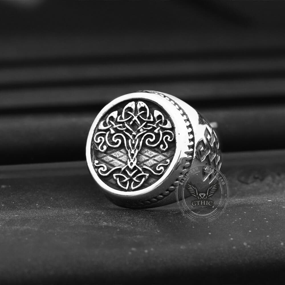 Tree of Life Knots Stainless Steel Viking Ring