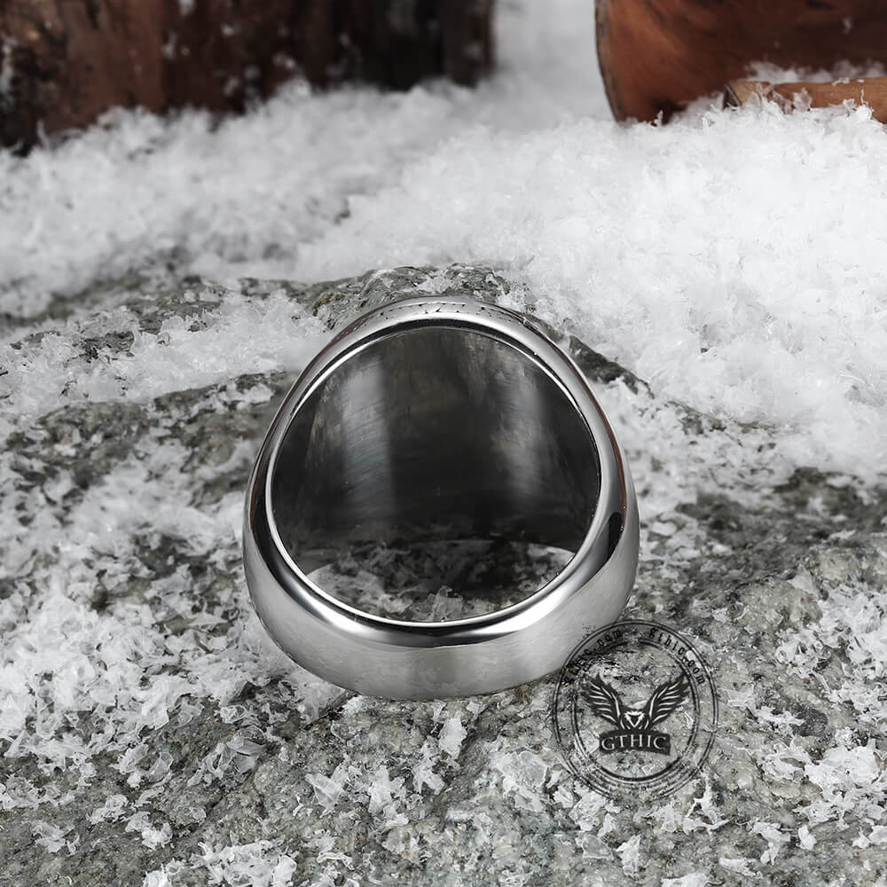 Anillo vikingo de acero inoxidable con sello del Árbol de la Vida