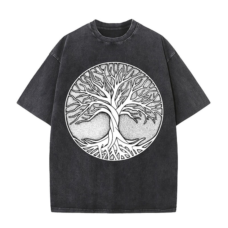Tree Of Life Totem Viking Washed T-shirt
