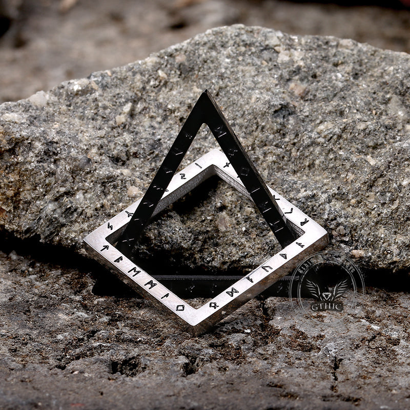 Triangle Geometric Viking Runes Stainless Steel Pendant