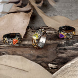 Triangle Topaz Inlaid Brass Cocktail Ring