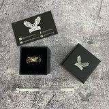 Triangle Topaz Inlaid Brass Cocktail Ring