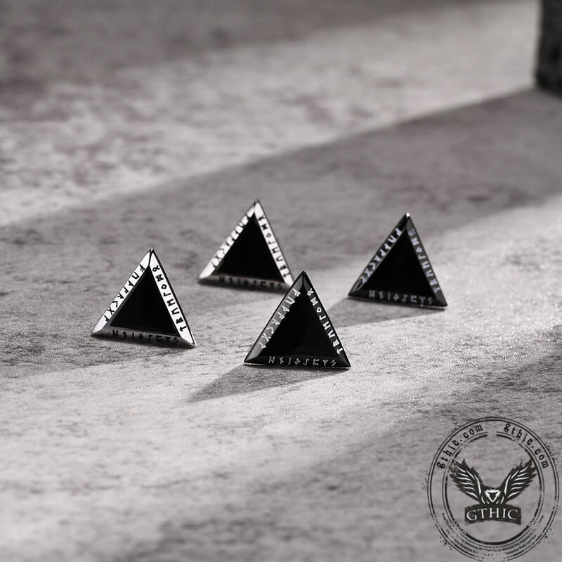 Triangular Viking Rune Stainless Steel Stud Earrings