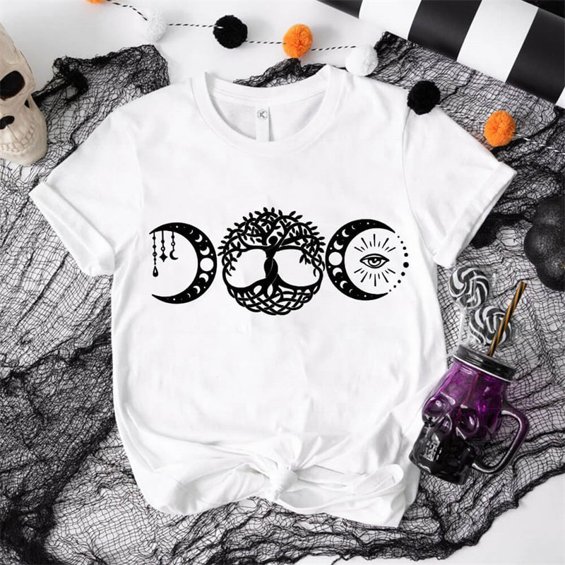 Triple Goddess Round Neck Short Sleeve T-shirt