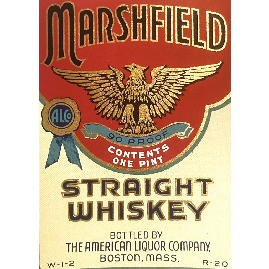 Rare Vintage 1930s Marshfield Whiskey Labels from Boston